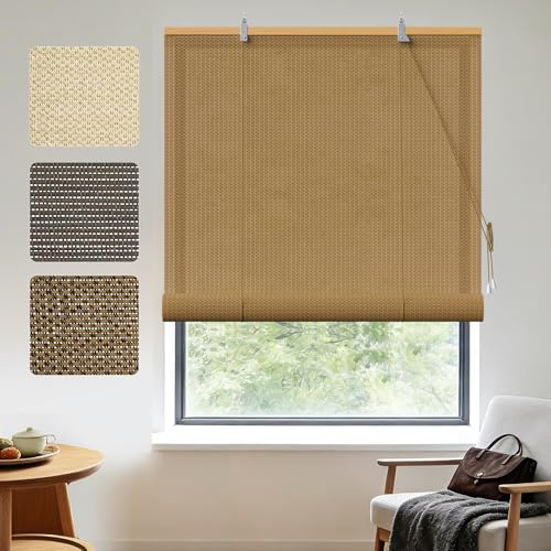 HOMEDEMO Bambusrollo Sichtschutz Sonnenschutz, Bambus Rollo Innen, Fensterrollo Jalousie Holz, Raffrollo für Fenster & Balkon, 100x220cm, Braun