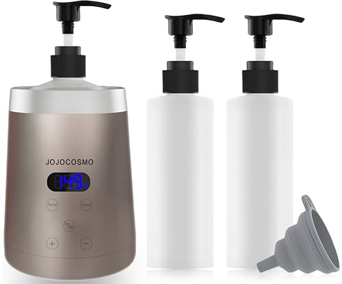 JOJOCOSMO Massage Oil Warmer, with 2 Lotion Bottle Dispensers,Temperature Adjustable from 86℉ to 149℉, ℉/℃ Switchable Display, Suitable for Salon and Home Massage, Champagne Gold.