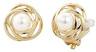 Traveller Ohrclip - Damen - weisse 10mm Perle - 22kt vergoldet - 113953