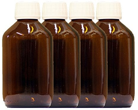 Lot de 4 bouteilles en verre marron de 500 ml avec bouchon PP28st