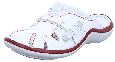 KRISBUT Damen Pantoletten Weißer Clog mit Rot 2220-6 weiß 396047