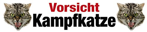 Blechwaren Fabrik Braunschweig GmbH Vorsicht KAMPFKATZE Straßenschild Magnet aus Blech 16x3,5 cm STR-M 17