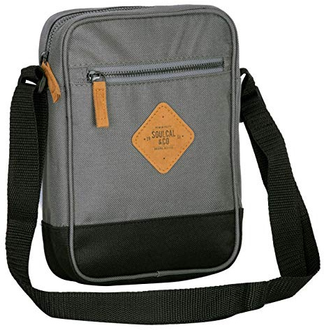 SoulCal Unisex Mini Gadget Bag Shoulder Strap Front Zip Charcoal/Black