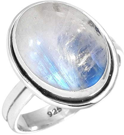 Jeweloporium Weiß Natürlich Mondstein 925 Silber Ringe für Frauen Edelstein viktorianisch Silber Ringe Größe 56(17.8) Geburtstag Geschenk Handgefertigt Schmuck
