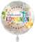 Luftballonmarkt 1 Folienballon Glückwunsch zur Kommunion bunt weiß rund 45 cm ungefüllt Ballongas geeignet