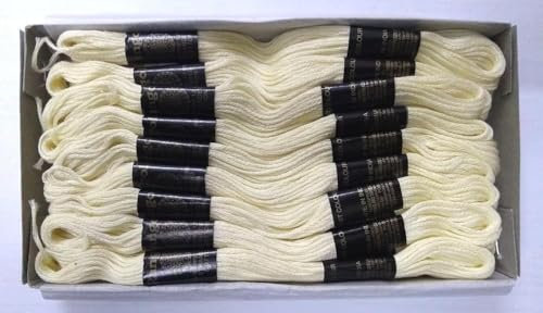Set di 6 matasse di filo di cotone per punto croce, ricamo a punto croce, colore: avorio/bianco sporco, Bianco sporco, Just 1 Skein