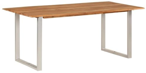 vidaXL Akazienholz Massiv Esstisch Industrial Baumkante Baumstamm Küchentisch Esszimmertisch Speisetisch Tisch Esszimmer Küche 180x90x76cm