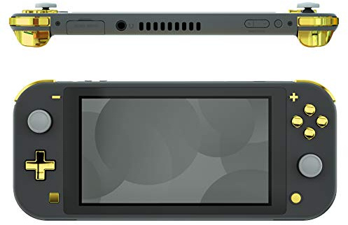 eXtremeRate Boutons de Remplacement ABXY pour Switch Lite, ABXY Home Filmer Plus Moins Dpad L R ZL ZR Trigger pour NSL, Kit de Boutons Remplacé Chromé Doré avec Outils pour Switch Lite