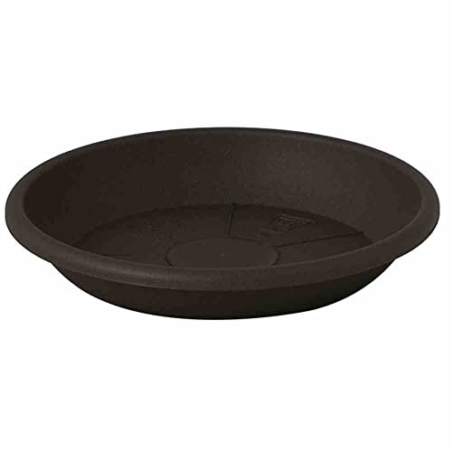 EURO3PLAST Guya Blumentopf mit Untersetzer Medea in rund aus recyceltem Kunststoff (30 cm, Taupe)