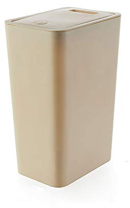 Poubelle de cuisine rectangulaire avec couvercle tactile - 34 x 15 x 20 cm - Beige