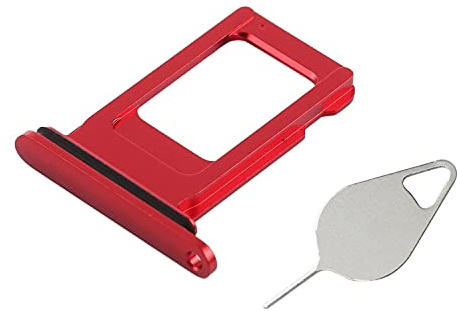 OnlyTech - SIM Card Drawer/Holder Compatible with iPhone XR Red - With Installed Seal + Extraction Tool