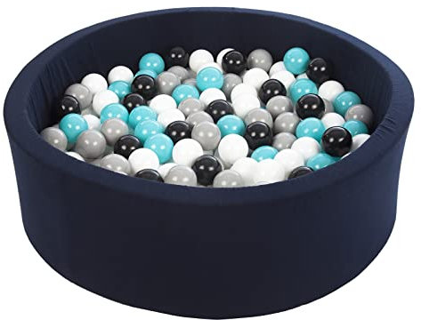 Velinda Piscine à balles pour Enfant, Aire de Jeu + 200 balles Bleu Marine (Couleurs des balles: Noir,Blanc,Gris,Turquoise)