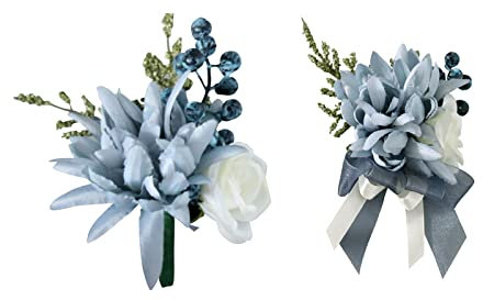 YLSZHY Ansteckblume mit Blumenmotiv, Ansteckblume für Herren, Blumenstrauß, Hochzeitszeremonie, Seidenstoff, Dekoration (blau)