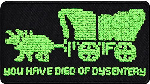 You have died of dysentery Aufnäher gestickt Oregon trail game Patch embroidered meme Computerspiel Aufbügler für alle Stoffe | Applikation zum annähen/aufbügeln | 80x45mm