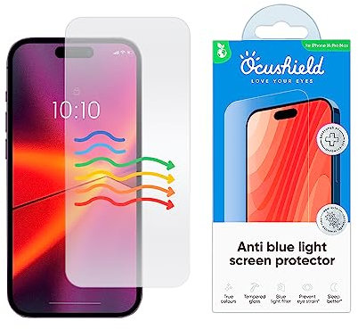 Ocushield Anti Blue Light Tempered Glass Screen Protector for iPhone 14 Pro Max 6.7 - Protect Your Eyes Reduce Migraines & Improve Sleep