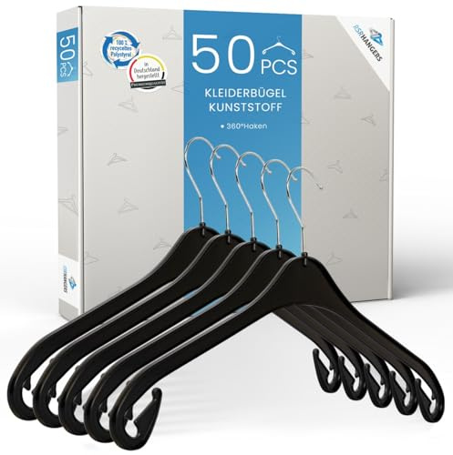 RSR Hangers Kleiderbügel 50 Stück Kinderbügel NA 33 cm Babybügel Kunststoff Schwarz Kinderbügel Kinderkleiderbügel Platzspar