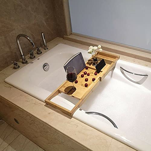 Planche de baignoire en bambou - Plateau en bois - Pour ordinateur portable - 109 x 23 x 4,5 cm