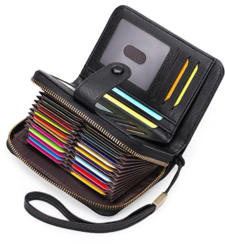 GAEKEAO Geldbörse Damen Portemonnaie Damen Gross Kartenetui Damen mit 32 Kartenfächer RFID Schutz Visitenkartenetui Mit Reißverschluss Geschenke für Frauen Wallet Geldbeutel Damen