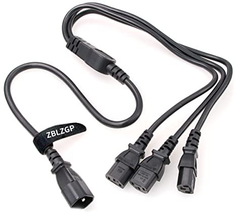 ZBLZGP Câble d'alimentation IEC 320 C14 mâle vers 4XC13 Femelle, C14 vers 4 x C13 UPS/PDU Type Y, 250 V/10 A (C14-3xC13 1m)