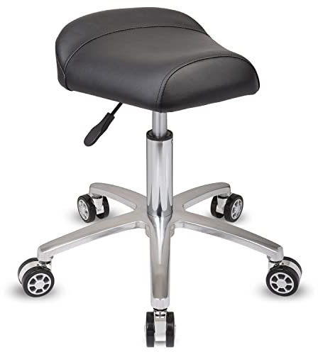 Staboos Rollhocker bis 160 kg - Sattelsitz ergonomisch geformter Praxishocker mit Rollen - Drehhocker höhenverstellbar (50 cm bis 65 cm) Breitsitz