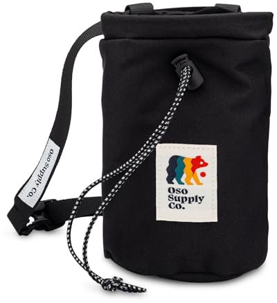 Oso Supply Co - Kreidebeutel für Klettern, Bouldern, Kreidebeutel mit Schnellclip-Gürtel, Reißverschlusstaschen und Tasche – perfekte Ausrüstung für Indoor/Outdoor Kletterausrüstung (schwarz)