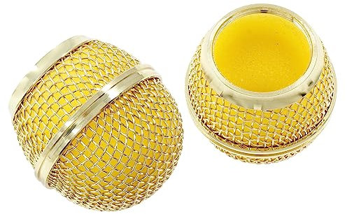 Moicstiy 2 PCS Microphone Ball Head Mesh Grill, Gold Microphone Head Replace, Compatible with SM58, SM58LC, SV100, RK143G Wireless Vocal Mic Head Cover