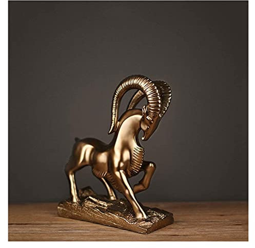 TEmkin Sculpture Tabletop Mini Statue Ornaments Decoration Abstract Goat Vintage Resin Mountain Ram Statue Retro Ornament Present (Color : Animal Horse) (Christmas Reindeer Style5)