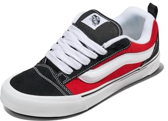 Vans Unisex Knu Skool Shoe | '90s Retro Puffy Low-Top Fashion Sneakers for Men & Women, Red/True White, 8/9.5