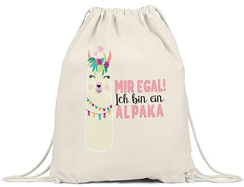 Hey!Print Mir Egal Ich Bin Ein Alpaka Turnbeutel Gymsack Süßes Alpaka Motiv Geschenkidee Alpaka-Fans