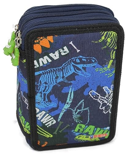 Rheita Schüleretui Federmappe 3-Fach, 52-TLG. Motiv Dino