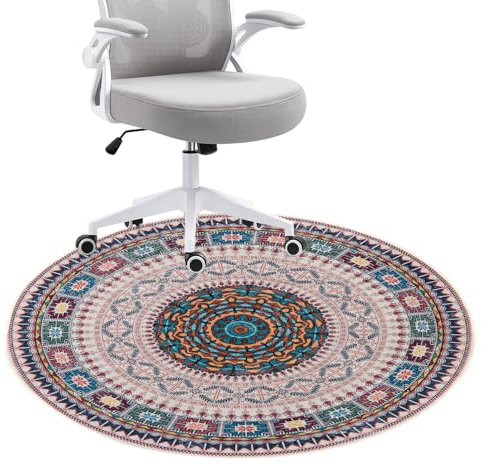 Honorstar Alfombrilla para Silla de Gaming Oficina 120cm Protector de Suelo Alfombrilla para Silla de Oficina Protector Suelo Silla Ruedas Alfombra de Suelo para Suelos Duros Laminado Redondo 01