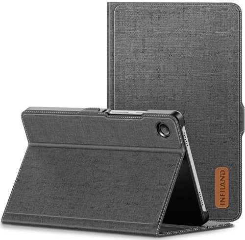 INFILAND Compatibile con Samsung Galaxy Tab A9 custodia da 8,7 pollici 2023, custodia ultra sottile in pelle PU con supporto multi angolo per Galaxy Tab A9, grigio