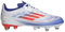adidas Unisex Kinder F50 League Football Boots Firm Ground, Cloud White/solar red/Lucid Blue, 34 EU