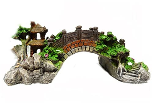 minkissy Aquarium Brücke Aus Resin Mittelgroße Dekoration Für Aquarien Elegantes Landschafts-pavillon Ornament Für Fische Und Schildkröten Sicher Für Süß Und Salzwasser