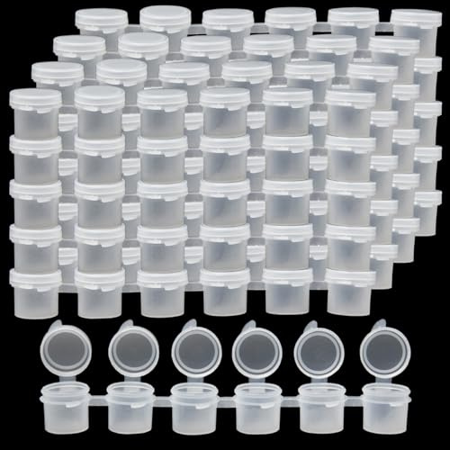 UTMACH 120 Töpfe Leere Farbtöpfchen Kleine 5ml,20 Streifen | Mini Farbtopf mit Deckel,Kunststoff Farbtopf Pod Streifen,leer farbbehälter klein für Kinder