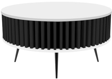 golddoor Couchtisch Borneo, Lamellen-Design, Durchmesser 90 cm, Höhe 46 cm lamellen, runder couchtisch, modern, beistelltisch, Tisch