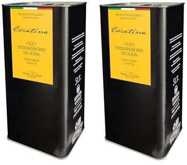 Terre di Lidia - Olio extravergine di oliva - 2 Latte da 5 L (10 L) - Filiera corta, Campagna 2024/2025, Estratto a freddo - Varietà Coratina, Gusto Intenso - Produzione 100% italiana