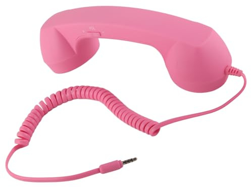 Denash Retro Mobile Telephone Handset, USB C Vintage Wired Cell Phone Handset with 3.5mm Jack, Handheld Laptop Headphones Computer Headset for Comfortable Calling (Roseate)
