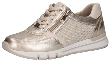 CAPRICE Comfort Damen Sneaker flach mit Reißverschluss Low Top, Gold (Lt.Gold Comb), 39 EU