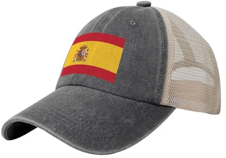 Bonita gorra de béisbol de malla de verano ajustable para mujeres y hombres, Bandera de España-uuuhk1, Talla única