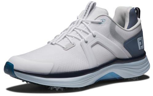 FootJoy Men's Hyperflex Golf Shoe, White/Slate/Blue, 11 UK