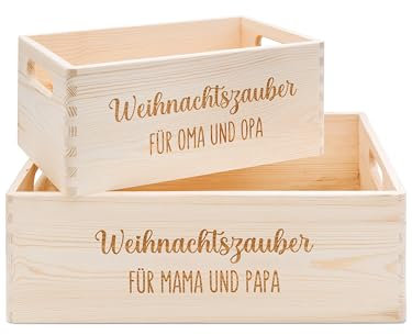 wunderwunsch® - Personalisierter Adventskalender zum selber befüllen - Adventskiste Holz mit hochwertiger Gravur - Weihnachtsmarkt to go, Weihnachten OMA&OPA (klein | 30x20x13cm)