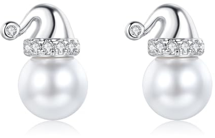 Cangall Silber Weihnachten Ohrringe Damen, 925 Sterling Silber Weihnachts Ohrstecker, Hypoallergen Süße Silber Knorpel Schlafen Silber Elch Weihnachtsbaum Weihnachtsmütze Ohrstecker für Mädchen