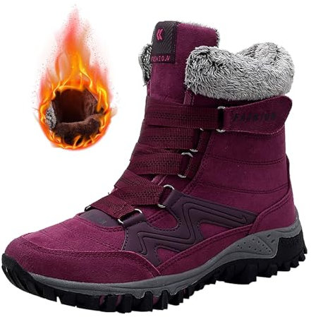 Generico Scarponcini Donna Invernali Bassi Casual, Stivaletti Donna Nero Comoda, Scarponcino Imbottiti con Pelliccia, Scarponi Gomma Walking, Stivali Donna Invernali da Neve Caloroso, Sneaker Doposci
