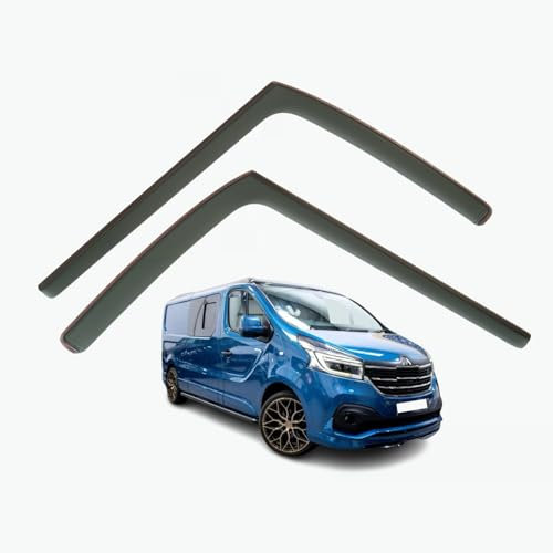 AirFlux Windabweiser für Renault Traffic 2014–2024, Vauxhall Vivaro B 2014–2018, Nissan NV300 2014–2021, 2 Stück, Im Kanal, Dunkel getönt, Selbstklebend, Für Vans