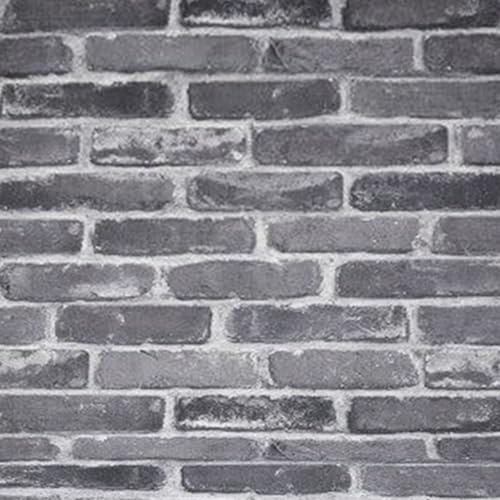 Beswitory Dark Grey Brick Wallpaper - 3D Effect Textured Brick Effect Wallpaper for Realistic Faux Bricks Wall Covering,Anti-Fouling Slate for Bedroom Living Room Hallway Stairs Lounge