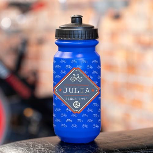 Wanapix | Bidon de Cyclisme Personnalisé | Couleur Bleue | Gourde pour Vélo avec la Photo ou le Nom de Votre Choix | Capacité de 620 ml | Sans BPA | Vélos + Nom