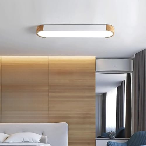 Modern LED Einstellbare Helligkeit Deckenleuchte mit Fernbedienung Rechteck Dimmbar 3000K-6500K Deckenbeleuchtung Holz+Eisen Decken Lampen für Küche Schlafzimmer Korridor (Weiß,35CM 36W 3500 Lumen)