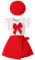 HEOXIN Baby Mädchen Röcke Kleidung Set, Neugeborene Baby Fliegend Ärmel Groß Schleifenknoten Dekoration Bekleidungssets, Baby Klamotten Rot Dehnbar Elastic Rock Baby Mütze Outfit Set, 18-24 Monate