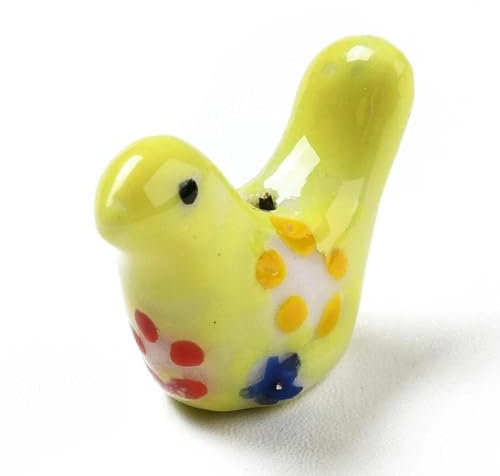 10piece Porcelain Ceramic Pigeon Beads Colorful Birds Porcelain Beads for DIY Jewelry Charms Beads 12.5~13x17~19x7~8.5mm-Yellow